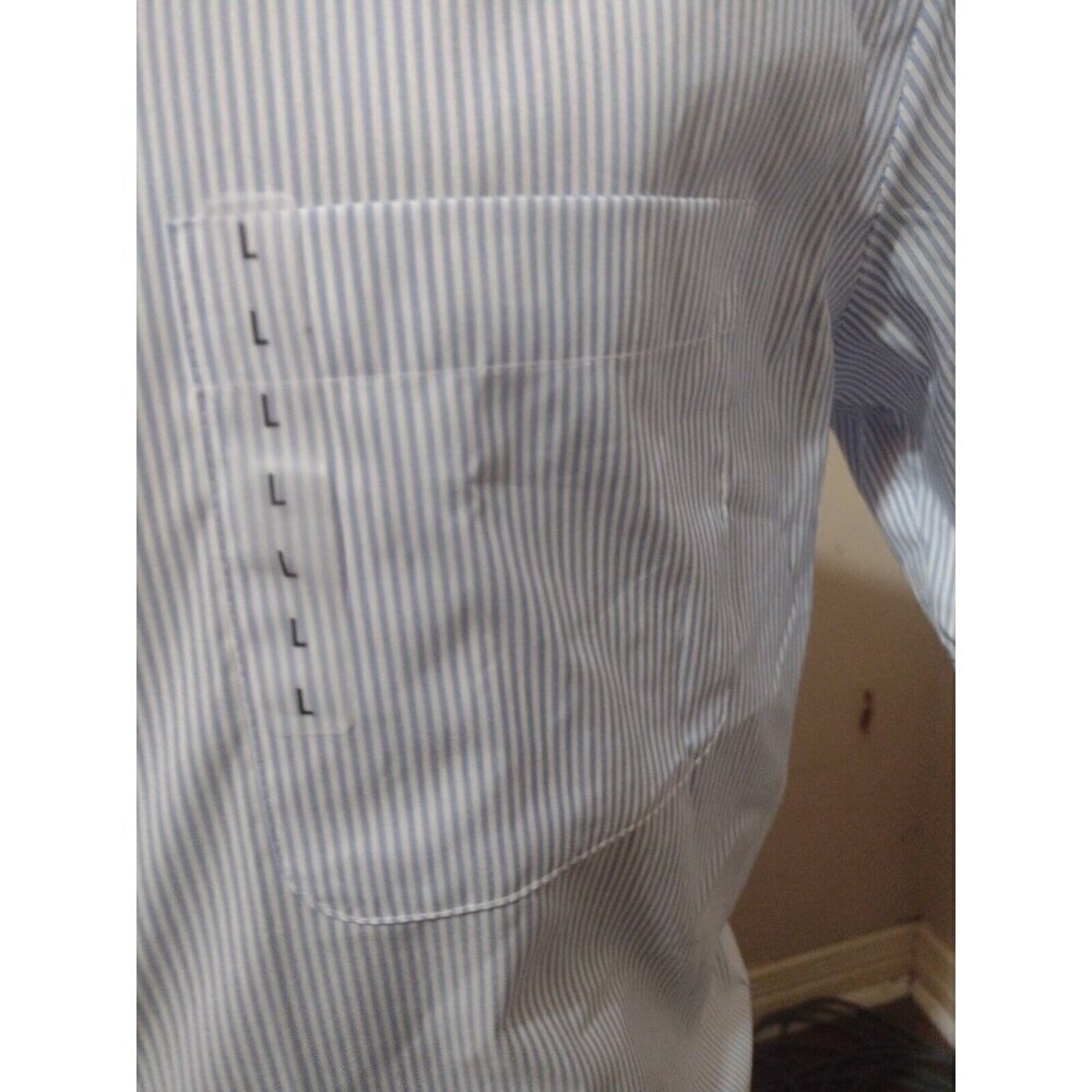 New Travel Smart Mens Large L Roundtree & Yorke Slim Fit S/S Button Shirt Blue - Picture 5 of 13